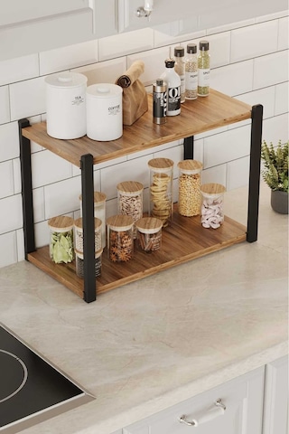 Çok Amaçli Banko Rafi Siyah Profil Çam Sunta 45x18x34 Cm Mtl044 Siyah-çam