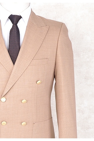 Jan Carlucci Yazlık Kruvaze Yarım Astar Metal Düğme Slimfit Drop 6 Ceket Açık Somon Rengi Camel