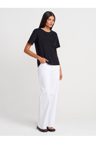 Dilvin 31763 Bisiklet Yaka T-shirt-siyah SIYAH