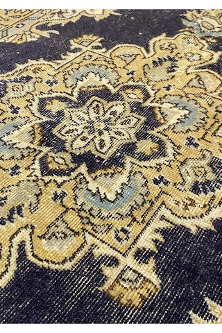 El Dokuması Vintage Halı Özel Tasarım Anadolu Koleksiyonu Doğal Halı Lacivert