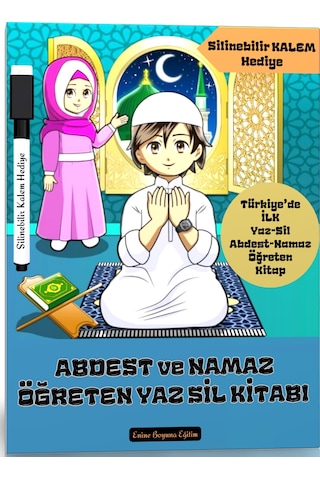 Abdest Ve Namaz Öğreten Yaz Sil Kitabı Laminasyonla Kaplı