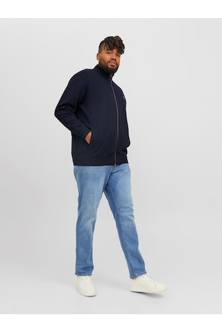 Jack & Jones Jack&Jones Fermuarlı Büyük Beden Lacivert Erkek Sweatshirt 12250426 Lacivert