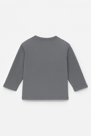 Luess Unisex Çocuk Happiness Nakışlı Cepli Fitilli Kaşkorse Tişört Antrasit