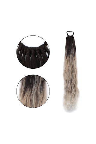 Lastik Tokalı At Kuyruğu Su Dalgalı / Kahverengi / Kumral Ombre Beyaz Platin Röfle - Temz-879295 Çok Renkli