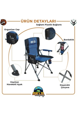 Oslo Lüks 2'li Kamp Sandalye Seti Mavi Mavi