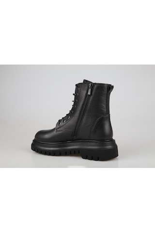 Castle Black 27400 Hakiki Deri Siyah Kadın Bot Siyah
