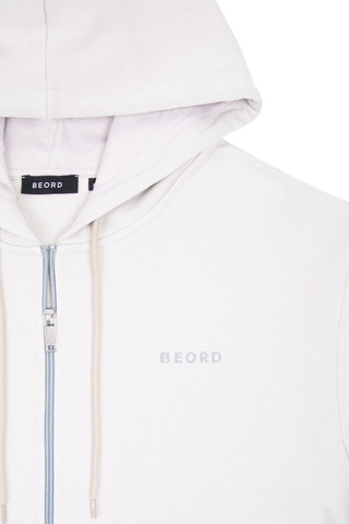 Beord Taş Pamuk Kapüşonlu Fermuarlı Sweatshirt Bzt1-135