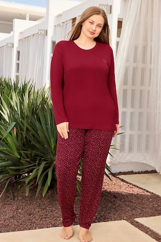 Aydoğan Kadın İnci Büyük Beden Kiraz Kırmızı Pijama Takımı 0496 Kırmızı