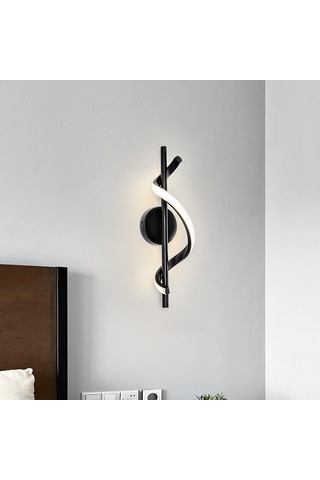 Youtek Led Spiral Demir Duvar Lambası - Odalar, Koridorlar İçin 3 Renk Aydınlatma - Modern Minimalist Beyaz Beyaz
