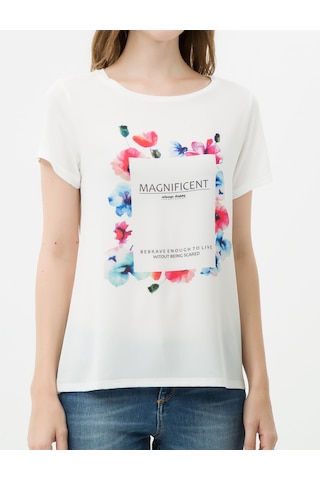 Koton Floral T-shirt Kırık Beyaz 7kak18228gk 7KAK18228GK001 Ekru
