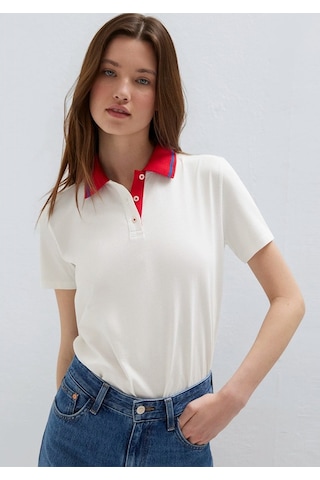 Mavi Kadın Modelli Polo Tişört Kırık Beyaz 1613916-70057