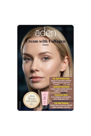 Aden Bb Cream With Collagen - Kolajenli Bb Krem 01 Ivory Fildişi Çok Renkli