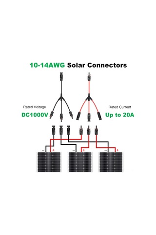 Dianziye Güneş Paneli Mc4 Y Tipi Dalga Bağlayıcı Seti - 30a, Ip67 Su Geçirmez, 14-10 Awg Kablolar İçin, 1 Adet Erkek & 3 Adet Dişi Ve Tam Zıt Çift
