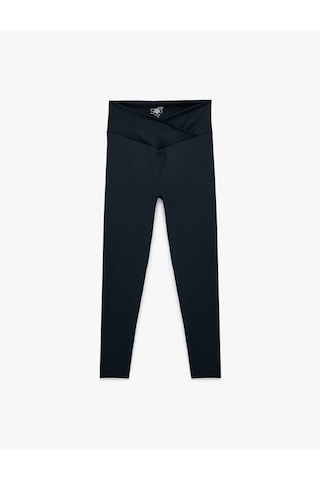 Koton Yüksek Bel İnterlok Slim Fit Spor Tayt Lacivert 7wak40139nk
