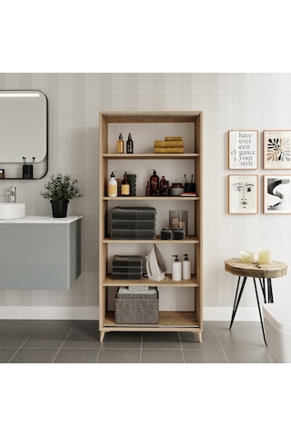 Sürgülü Çok Amaçlı Banyo Dolabı Meşe - Tamamı 1. Kalite Mdf