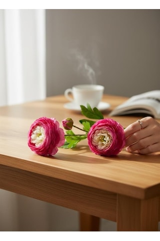 Yapay Çiçek Şakayık Çiçeği Fuşya Renk 2 Çiçek 1 Tomurcuk 50cm Fusya