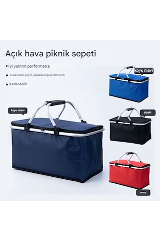 Alüminyum Çerçeveli Yalıtımlı Piknik Çantası Saklama Sepeti Kırmızı