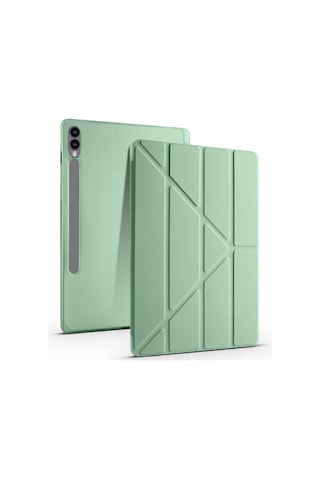 Galaxy Tab S9 Fe Plus Kılıf Uyumlu Zore Tri Folding Kalem Bölmeli Standlı Kılıf-mavi Tablet Kılıfı