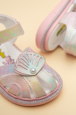 Dilimler Ayakkabı Şirinbebe Ortopedik Kız Bebek Sandalet Pudra Yelpaze Detaylı Önü Kapalı-4709