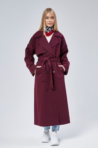 Kadın Oversize Astarlı Uzun Trençkot Taş