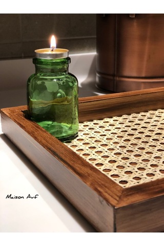 Rattan Hazeran Tepsi Eskitme Model Dikdörtgen %100 Doğal Hazeran M017