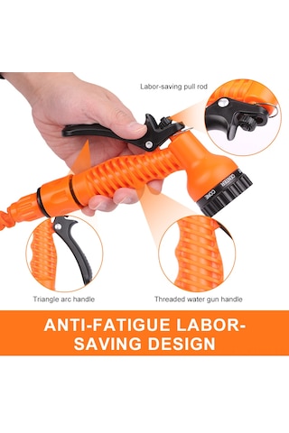Maiyame 75ft Oranj Çift Fonksiyonlu Yüksek Basınçlı Su Borusu Seti - Araç Yıkama Ve Bahçe Sulama
