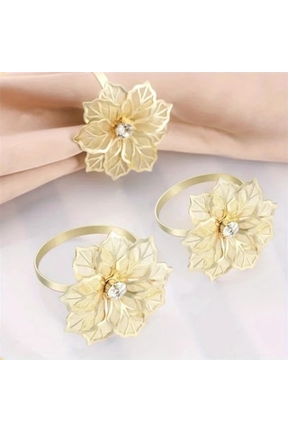 Trendooze Gaojunshop01 2 Adet Gümüş-bronz Peçete Halkası, Düğün Dekoru Pul Çiçek Gümüş