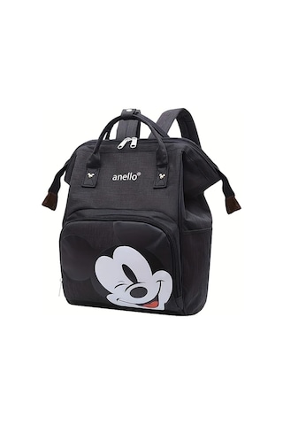 Wangxi 1pc Disney Mickey Anime Karikatür Siyah Sırt Çantası Geniş Çok Cebi Oxford Kumaş Günlük Seyahat Alışveriş Tatiller Siyah