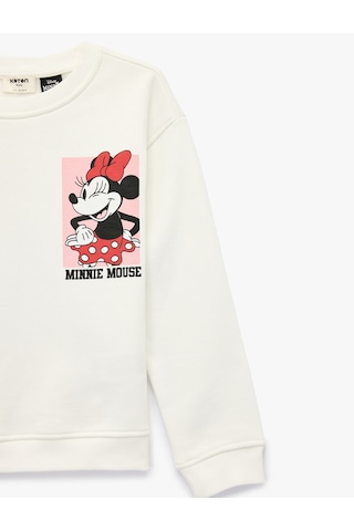 Koton Minnie Mouse Baskılı Uzun Kollu Bisiklet Yaka Lisanslı Sweatshirt Ekru 6wkg10437ak Ekru