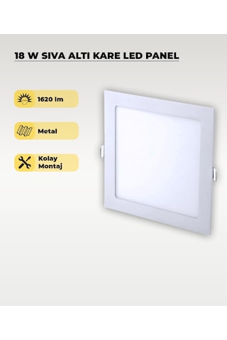 18w Sıva Altı Kare Slim Led Panel Beyaz Işık Beyaz
