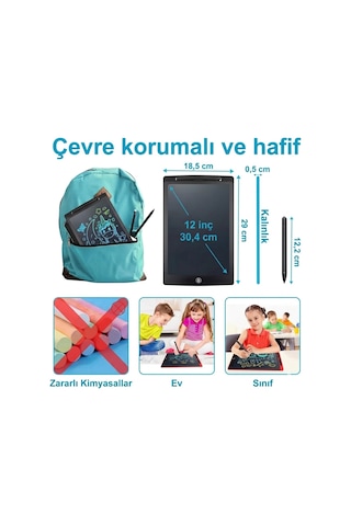 Flody 12 İnç Büyük Boy Renkli Yazı Dijital Çocuk Yazı Tahtası Grafik Çizim Tableti Lcd Ekran