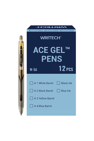 Wrıtech W-5a Age 0,5mm Sarı Gövde Siyah Jel Kalem - 12'li Kutu Ahşap