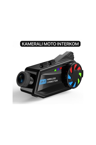 Intercom Kameralı Motosiklet Bluetooth Kask Kulaklık Ses Kontrolü 1080p Video Kayıt Videolu Interkom