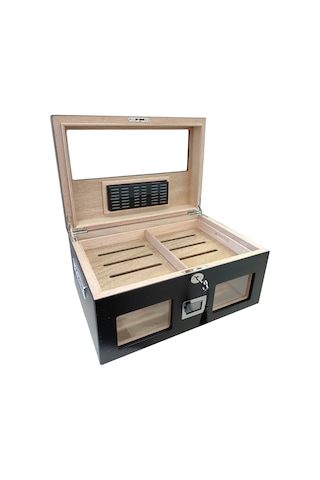 Falconetti Rc59sy Siyah 2 Katlı Camlı Dijital Humidor Puro Kutusu