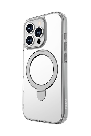 Apple Uyumlu iPhone 16 Pro Max Magsafe Kılıf Raptic Air Stand Serisi Aynalı Arka Yüzey Standlı Kapak Gri