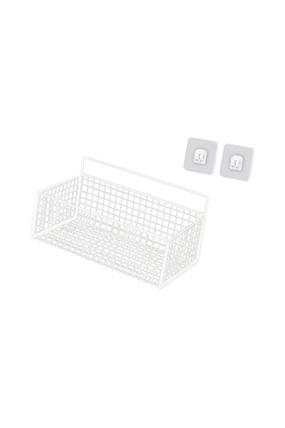 Reedark Beyaz Duvarlı Depolama Rafı - Banyo/ Mutfak/ Yurt İçin Deliksiz Kurulum, 2 Yapıştırıcı Kanca Dahil Çok Renkli
