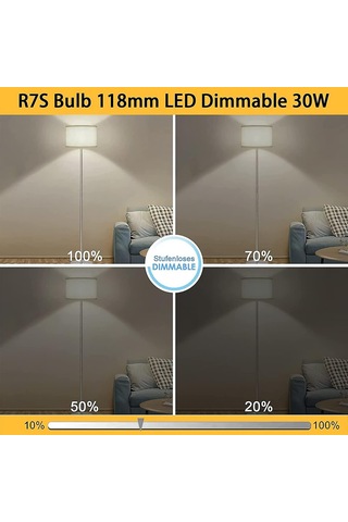 2 Adet R7s 118mm Led Ampul 30w Kısılabilir, Sıcak Beyaz 3000k, Titreşimsiz
