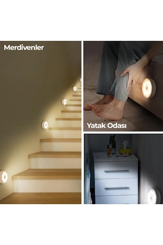 Mucit Home Hareket Sensörlü Usb Şarjlı Led Işık Lamba-oda, Mutfak, Salon Ve Merdiven Işıklandırma Renkli