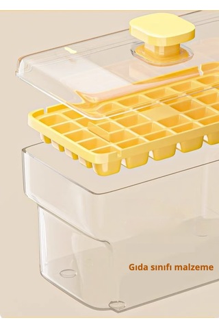 Snapbuy Kolay Kullanımlı 68 Küplük Buz Kalıbı-ev Tipi, 2 Katlı, Baskılı, Dondurucuya Uygun Sarı