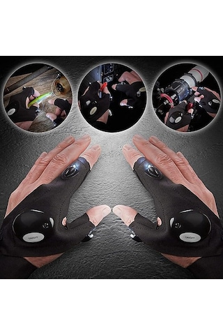 Kenpazar Led Işıklı Eldiven Led Işıklı Tamirci Balıkçı Bisiklet Eldiveni