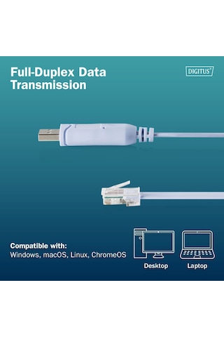 Dıgıtus Usb 2.0 - Rj45 Konsol Adaptör Kablosu, Ftdı Yonga Seti, 180 Cm