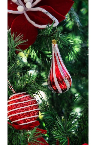 Yılbaşı Süsü 5'li Damla Kırmızı 12 Cm