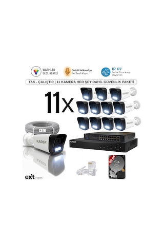 11'li Ip-5mp-poeli-sesli -gece Renkli- Su Geçirmez- Full Hd-500gb-güvenlik Kamera Seti