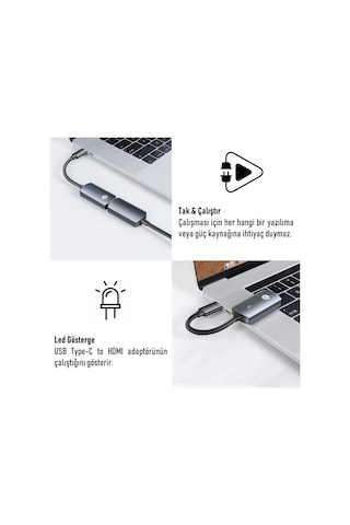 JEYI USB Type-C to HDMI 4K/60Hz Dönüştürücü Çevirici Adaptör