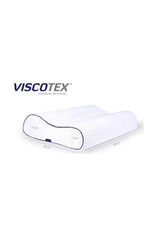 Visco Çift Bombeli Ortopedik Yastık 60x40x11/9 cm, Beyaz