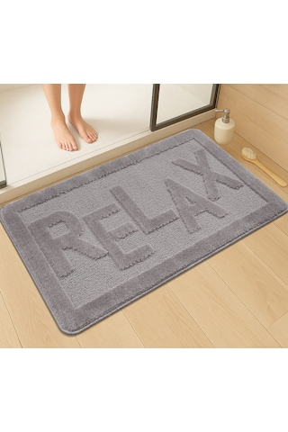 Doğal Kaymaz Taban Banyo Paspas Uzun Ömürlü Yumuşak Dokulu Su Emici Yıkanabilir Relax 60x100 Gri