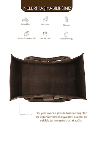 Mordesign Taşınabilir Keçe Çanta Yenidoğan Alt Açma Kadın Çantası Ev ve Seyahat Düzenleyici Organizer Kahverengi