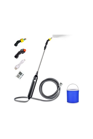 Yaleker Elektrikli Bahçe Sulama Spreyi - Çift Nozzle Toz/şerit + Genişletilebilir Demir Çubuk + 11l Çelik Sepet - Li-poly Batarya İçerir