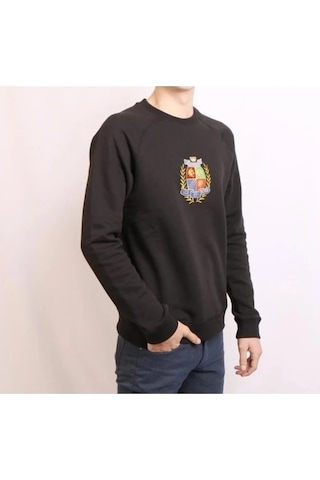Superfly Erkek Nakışlı O Yaka Sweatshirt 20217 Siyah