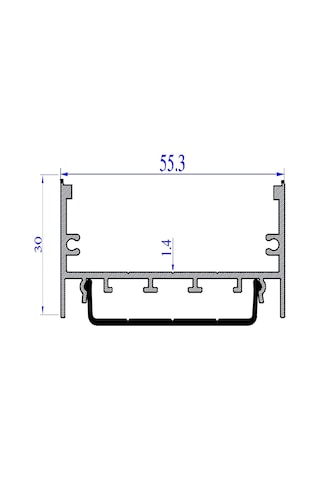 Led Alüminyum Profil Kasa 1 Metre 7695 Sarkıt & Sıva Üstü Montaj 55mm Opak Pleksi Paslanmaz Yan Kapak